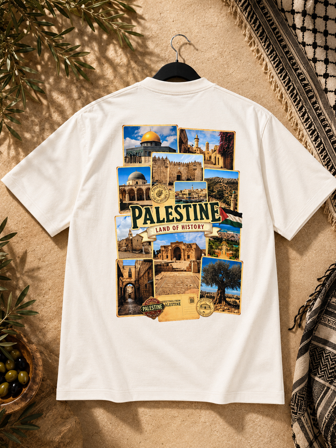 Premium heavyweight T-shirt made from a soft cotton and polyester blend. 300 GSM fabric gives it a thick, durable, and high-quality feel. Features a bold Palestinian-inspired graphic with a comfortable unisex fit. Designed for everyday wear with a long-la