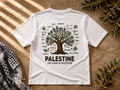 Premium heavyweight T-shirt made from a soft cotton and polyester blend. 300 GSM fabric gives it a thick, durable, and high-quality feel. Features a bold Palestinian-inspired graphic with a comfortable unisex fit. Designed for everyday wear with a long-la