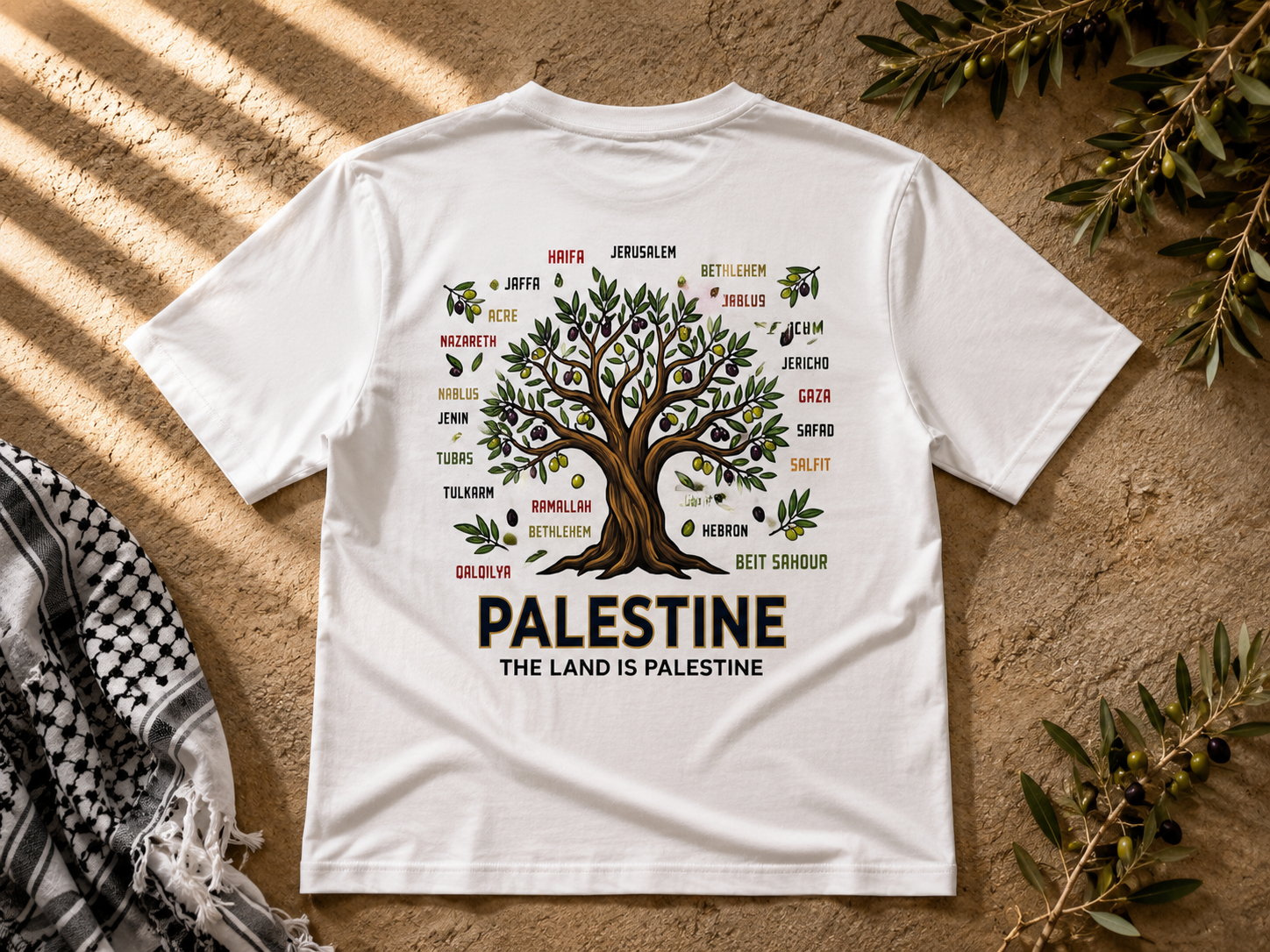 Premium heavyweight T-shirt made from a soft cotton and polyester blend. 300 GSM fabric gives it a thick, durable, and high-quality feel. Features a bold Palestinian-inspired graphic with a comfortable unisex fit. Designed for everyday wear with a long-la