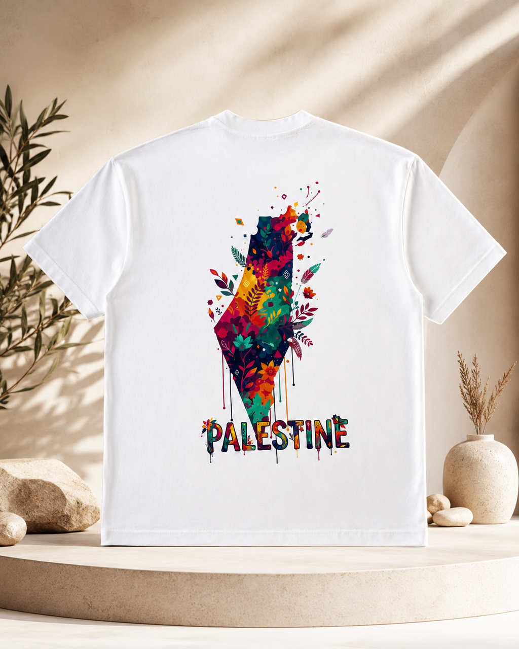 T-shirt Palestine . Premium heavyweight T-shirt made from a soft cotton and polyester blend. 300 GSM fabric gives it a thick, durable, and high-quality feel. Features a bold Palestinian-inspired graphic with a comfortable unisex fit. Designed for everyday